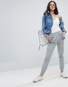 Asos Jogger With Woven Ruffle Pockets - Gray