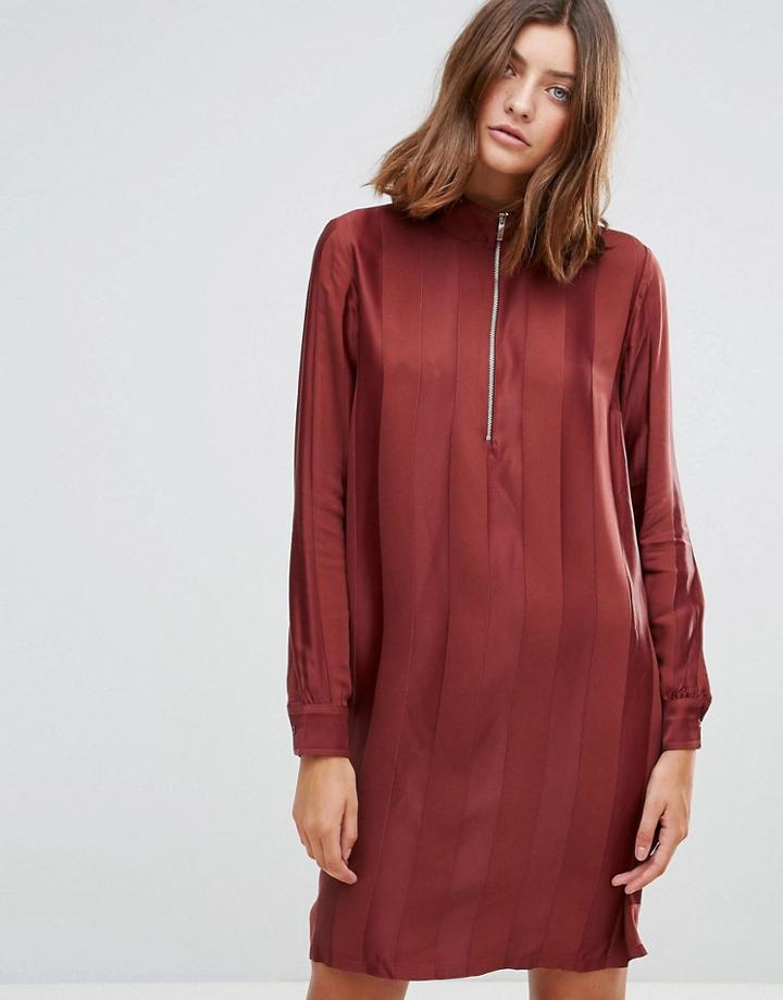 Just Female Drafty High Neck Shift Dress - Red
