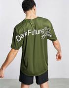 Asos Dark Future Active Oversized Training T-shirt With Back Print-green