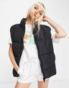 Monki Lacy Recycled Padded Sleeveless Jacket In Black