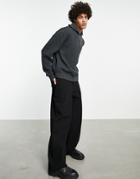 Mennace Funnel Neck Knit Sweater In Gray-blues