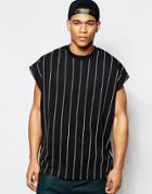 Asos Super Oversized Sleeveless T-shirt In Vertical Stripe