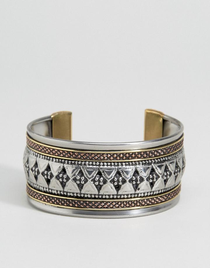Asos Mixed Metal Etched Cuff Bracelets - Multi
