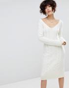 J.o.a Sweater Dress In Cable Knit - Cream