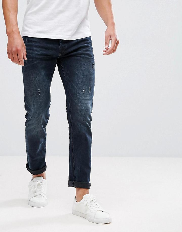 Jack & Jones Intelligence Jeans In Slim Fit Blue Black Denim - Navy