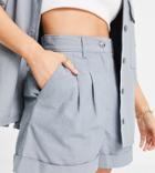 Asos Design Petite Chino Shorts In Washed Duck Egg Blue - Part Of A Set-blues