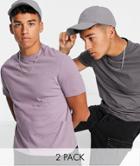 Asos Design 2 Pack Organic T-shirt With Crew Neck In Multi