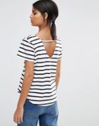 Selected Natali Striped T-shirt With Scoop Back