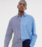 Collusion Oversized Mixed Stripe Shirt - Blue