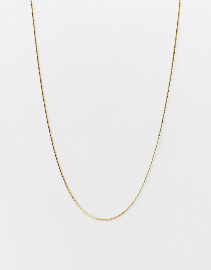 Asos Design Waterproof Stainless Steel Flat Neckchain In Gold Tone