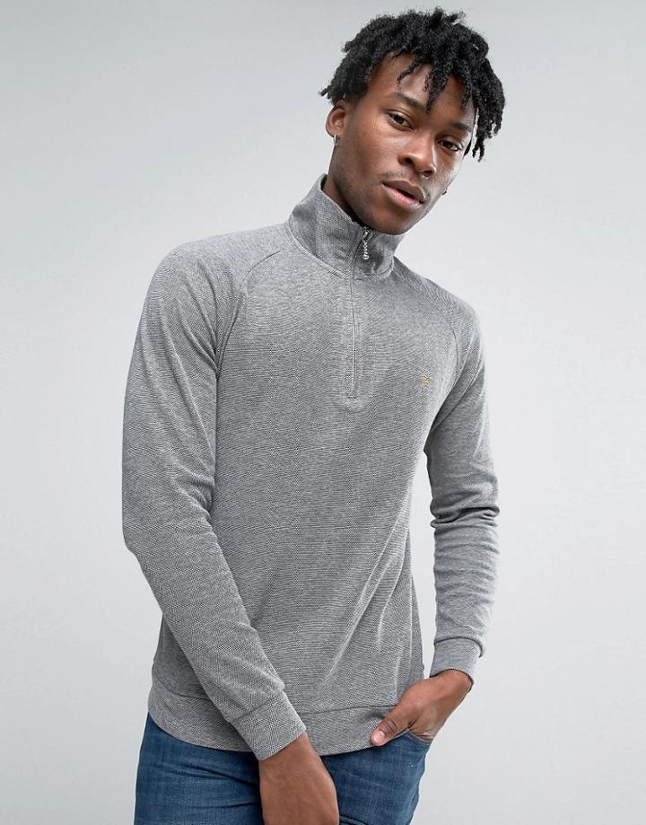 Farah Sweatshirt With 1/4 Zip In Regular Fit Gray - Gray