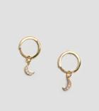 Astrid & Miyu 18k Gold Plated Moon Drop Hoop Earrings - Gold