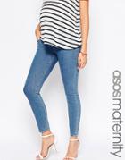Asos Maternity Ridley Skinny Jeans In Lily Pretty Stonewash With Under The Bump Waistband - Blue