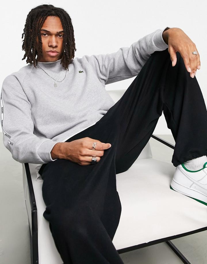 Lacoste Sweatshirt With Sleeve Taping In Gray