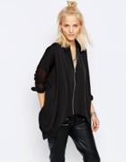 Religion Instinct Zip Blouse - Jet Black