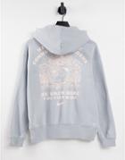 Nike Nyc Tourist Pack Oversized Back Print Graphic Hoodie In Gray