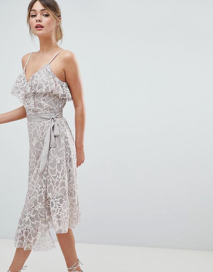 Liquorish Lace Midi Wrap Dress - Purple