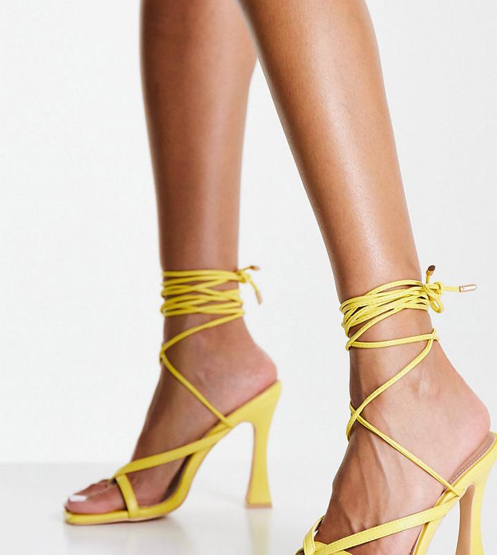 Glamorous Wide Fit Strappy Heeled Sandals In Lime-green