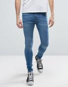 New Look Extreme Super Skinny Jeans In Light Wash Blue - Blue