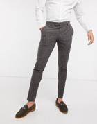 Asos Design Wedding Super Skinny Suit Pants In Charcoal Nepp Texture-grey