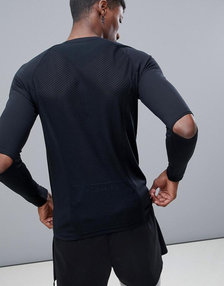 Asos 4505 Long Sleeve T-shirt With Elbow Detail And Breathable Mesh - Black