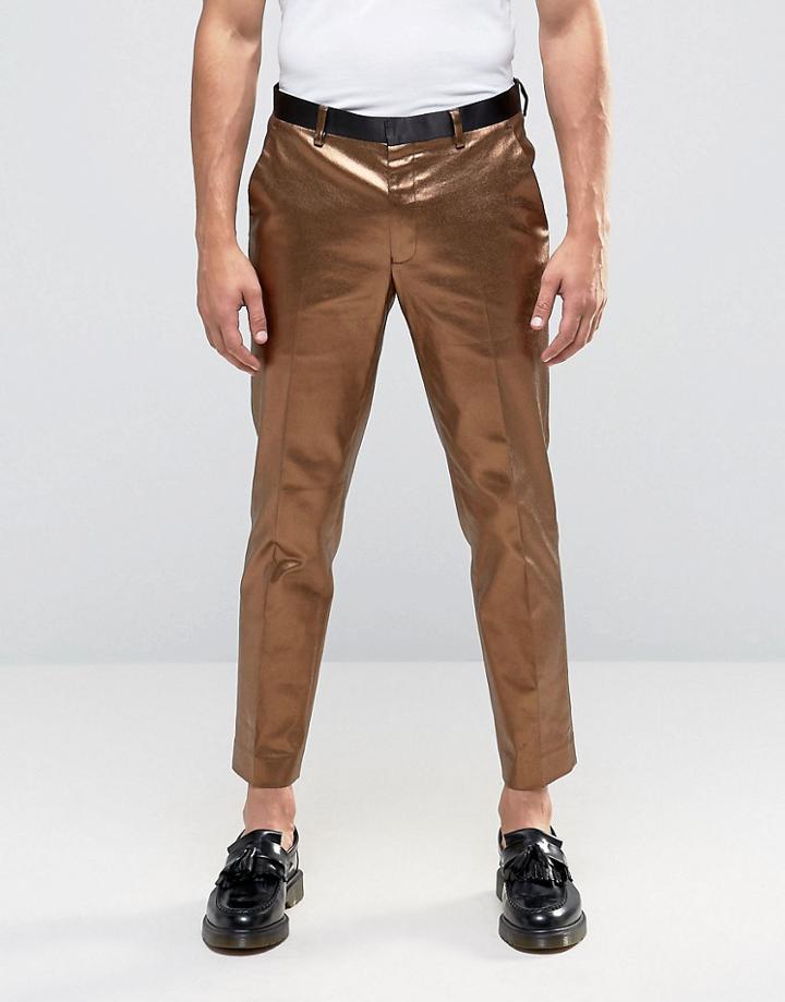 Asos Skinny Smart Pants In Bright Bronze - Brown