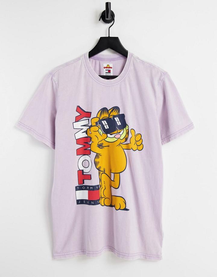 Tommy Jeans X Garfield Unisex Back Print T-shirt In Lilac-purple