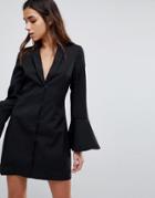 Missguided Bell Sleeve Blazer Dress - Black