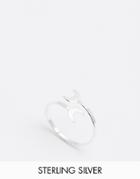 Asos Sterling Silver Two Moons Ring - Silver Plated