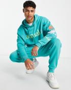 Asos Actual Oversized Hoodie With Actual Club Multi Prints In Green - Part Of A Set