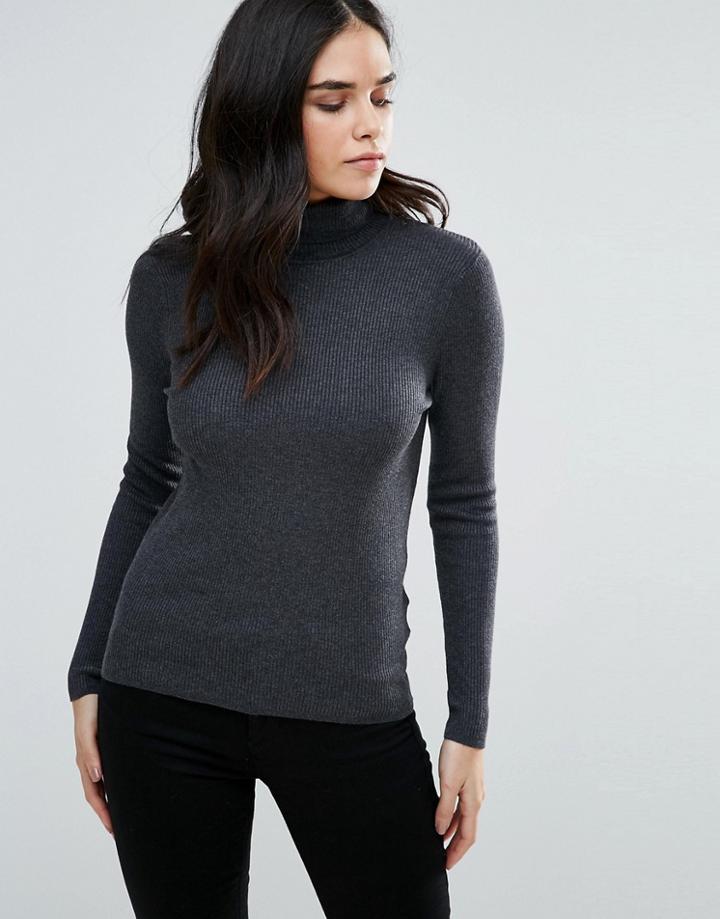 Liquorish Turtleneck Sweater - Gray