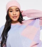 Daisy Street Plus Patchwork Pastel Relaxed Knitted Sweater-multi