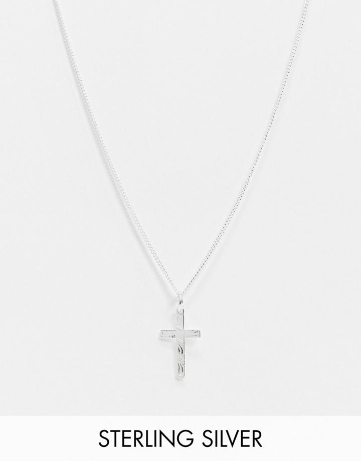 Asos Design Sterling Silver Necklace With Cross Pendant