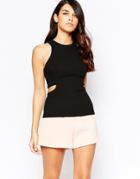 Finders Keepers Atlas Cut Out Side Top In Black - Black