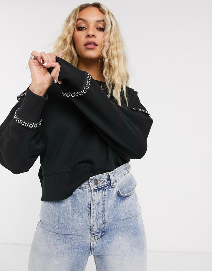 Allsaints Rafa Sweat With Eyelet Details