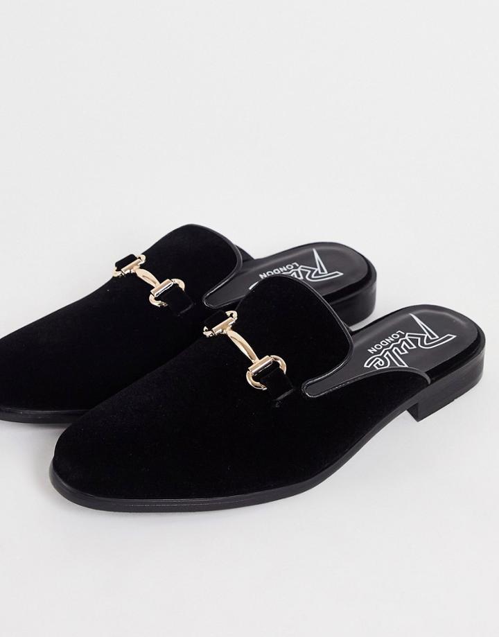 Rule London Faux Leather Trim Mules In Black