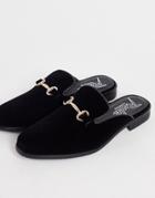 Rule London Faux Leather Trim Mules In Black