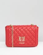 Love Moschino Quilted Shoulder Bag With Chain - Red