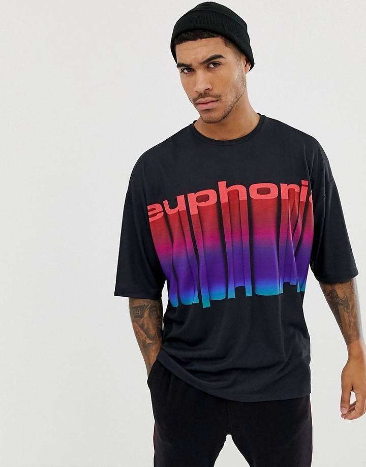 Asos Design Oversized T-shirt With Euphoria Print - Black