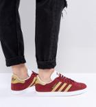 Adidas Originals Gazelle Sneakers In Collegiate Burgandy - Red