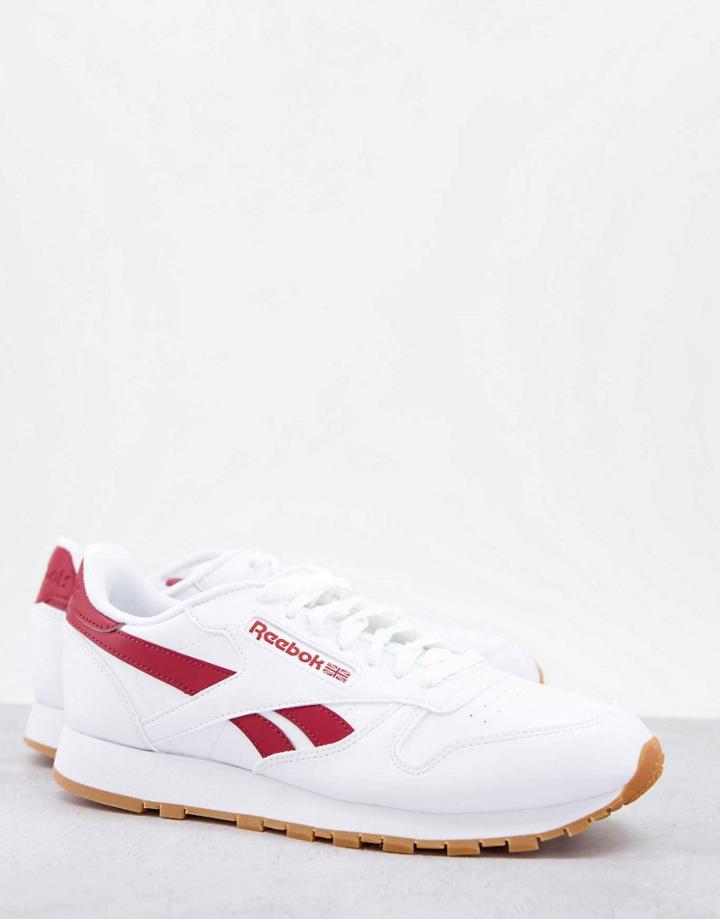 Reebok Classic Leather Vegan Sneakers In White And Red