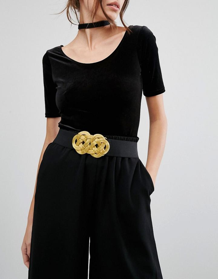 Mango Knot Detail Buckle Belt - Black