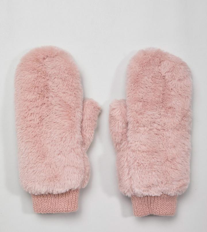 My Accessories Pink Super Soft Faux Fur Mittens - Pink