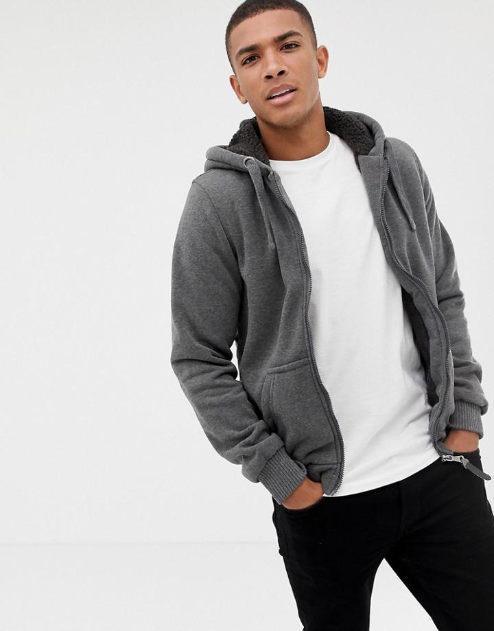 Brave Soul Fleece Lined Hoodie - Gray