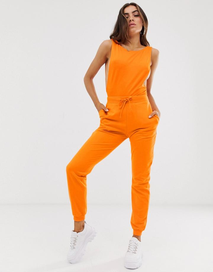 Asos Design Two-piece Basic Jogger With Tie - Orange