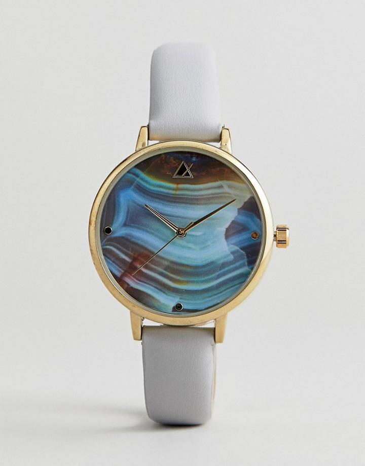 Asos Design Watch With Stone Slice Print - Multi