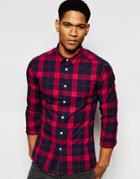 Asos Skinny Shirt In Navy Check - Navy