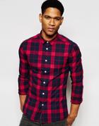 Asos Skinny Shirt In Navy Check - Navy