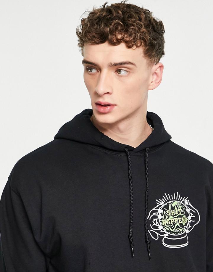 New Love Club Magic Ball Front Print Hoodie In Black