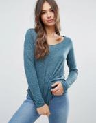 Vero Moda Burn Out Long Sleeve Top - Navy